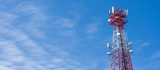 Blue sky and cloud with antennas telecommunication tower