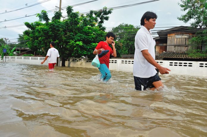 NAKORNRACHARSIMA, THAILAND - OCTOBER 18: Heavy flooding from mon