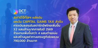 สภาดิจิทัลฯผลักดันยกเว้น Capital Gains Tax สำเร็จ คาดเงินลงทุนในสตาร์ทอัพไทยเพิ่มขึ้น 3.2 แสนล้านบาทภายในปี 69