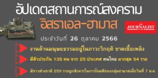 รัฐบาลอิสราเอลอัปเดตล่าสุดคาดคนไทยถูกจับเป็นตัวประกัน 54 ราย