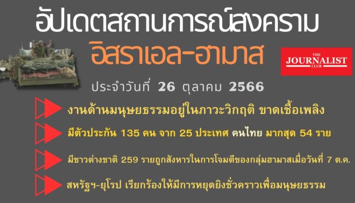 อัพเดตสถานการณ์สงครามอิสราเอลฮามาส 26ต.ค.66