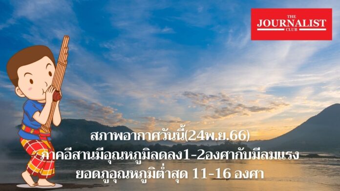 สภาพอากาศ 24 พ.ย.66 กรมอุตุนิยมวิทยา พยากรณ์อากาศ