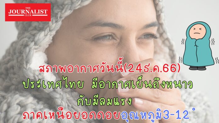 พยากรณ์อากาศ กรมอุตุนิยมวิทยา 24ธ.ค.2566 คลื่นลมแรง อากาศหนาว