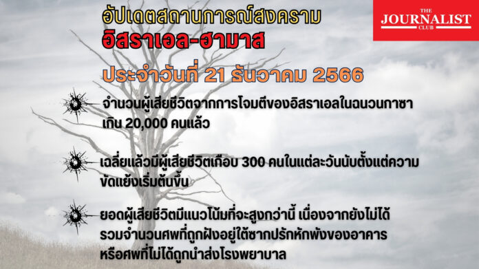 อัปเดตสงครามอิสราเอล-ฮามาส ตัวประกัน หยุดยิง 21 ธ.ค.66