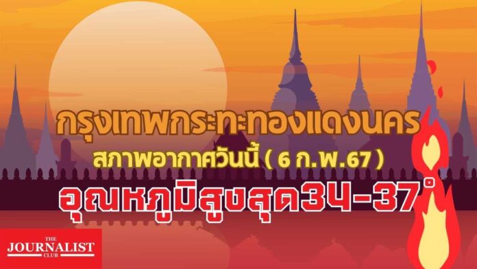 อากาศร้อน พีเอ็ม 2.5 วันที่ 6 ก.พ. 67 กรมอุตุนิยมวิทยา พยากรณ์อากาศ