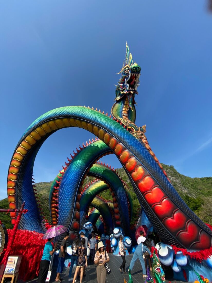 a new landmark of Phetchaburi.The largest Naga statue (at Wat Tham Chaeng) in Thailand, a prototype from the northeastern region designed by a national artist. 