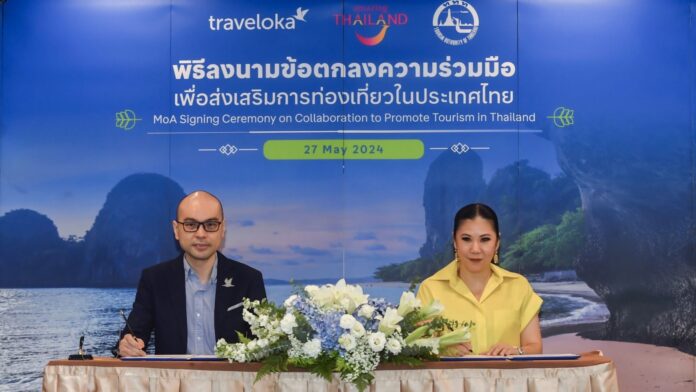 TAT governor, Thapanee Kiatphaibool signed collaboration to Traveloka to promote Thai tourism